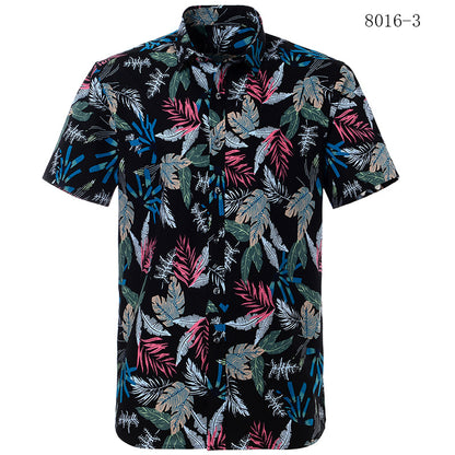 Printed short-sleeved shirt men's European beach