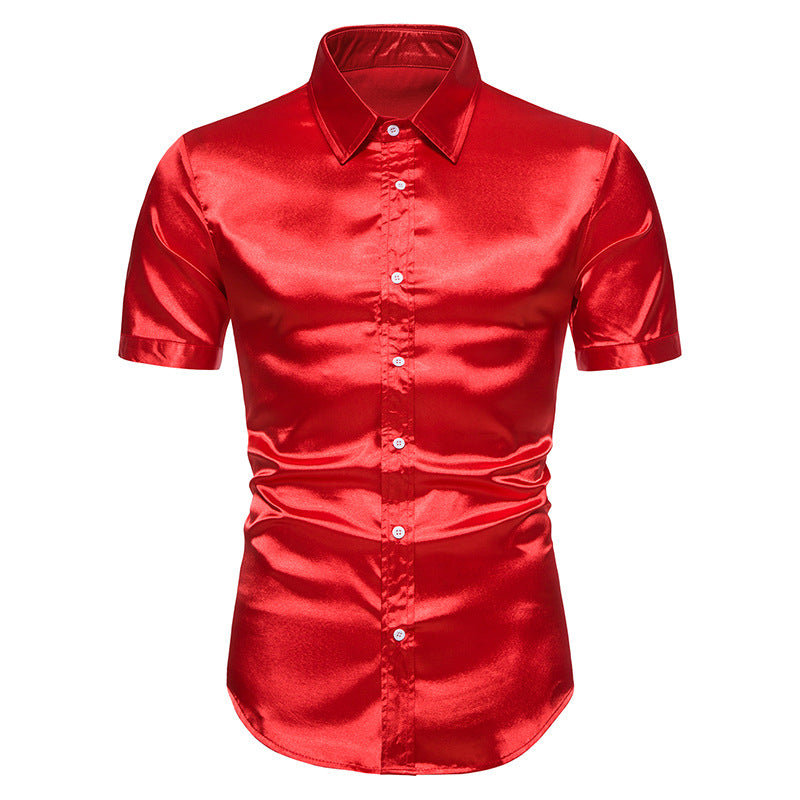 Men's Glossy Non-ironing Shirt Short Sleeve