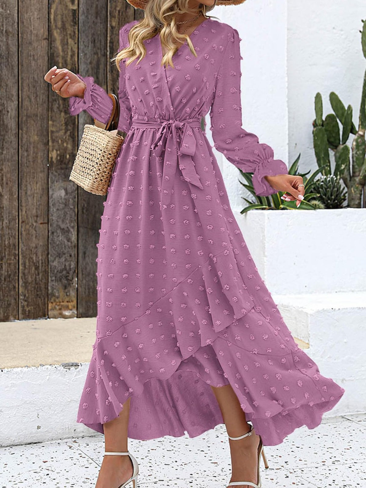 Women's Polka Dot Long Sleeve Dress Party