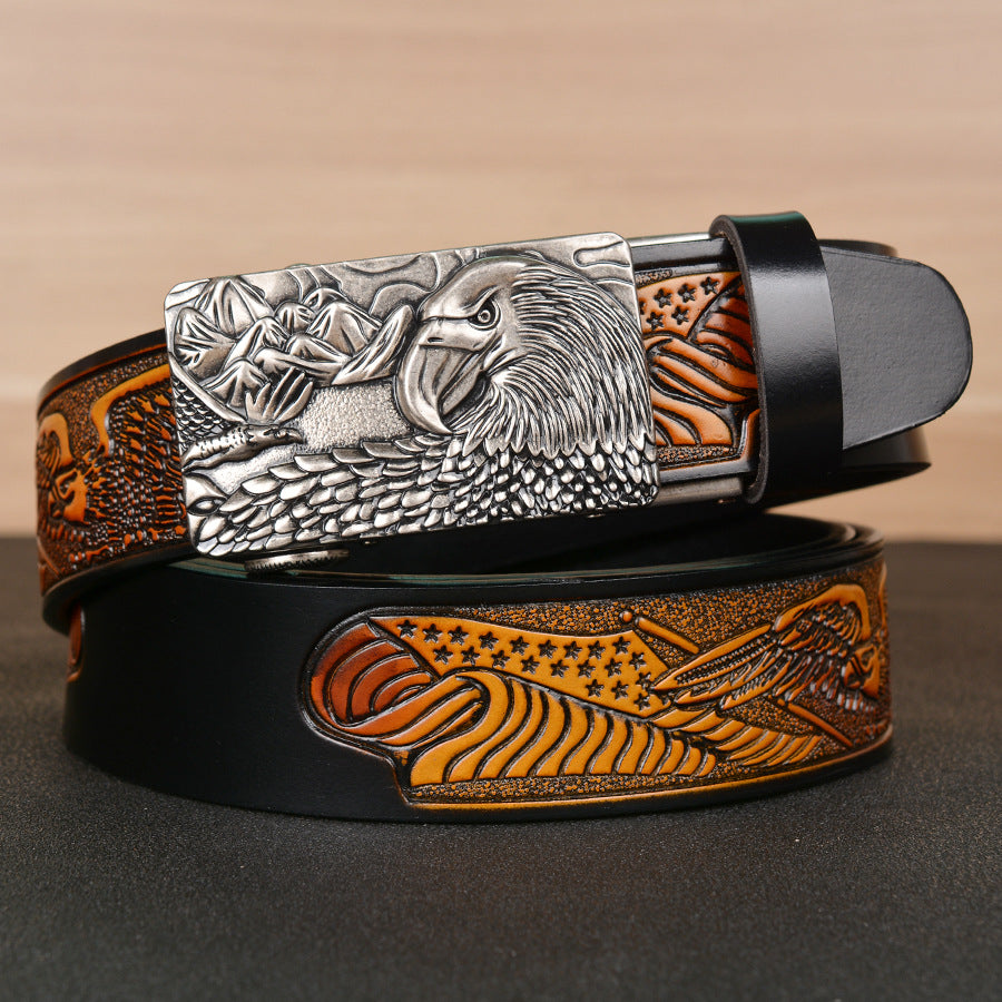 Men's Fashion Belt Eagle Wings Embossing