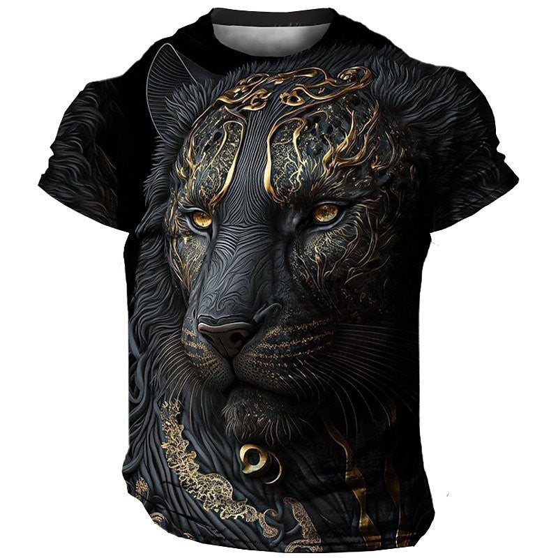 Men's 3D Printed Lion Short Sleeve T-shirt - Glamour Gale