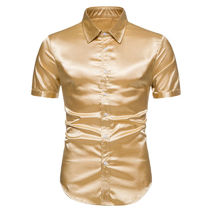 Men's Glossy Non-ironing Shirt Short Sleeve