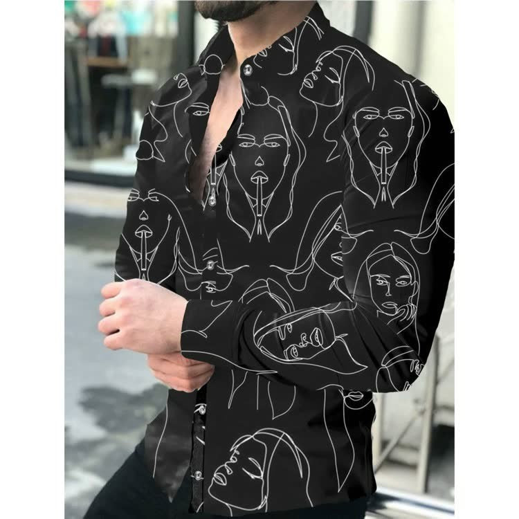 Geometric Print Men's Long Sleeve Shirt