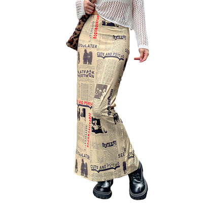 Newspaper Skirt Slim Casual Women's Dress