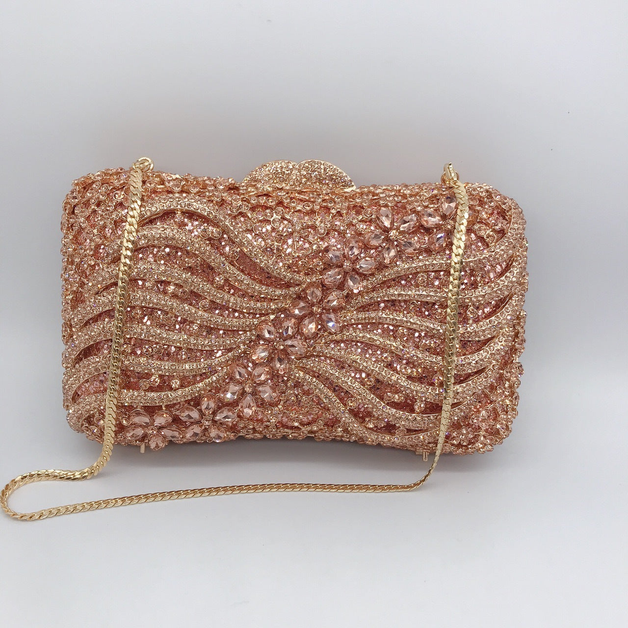 Bow Ribbon Diamond Evening Bag Hollow Rhinestone Banquet European And American Clutch