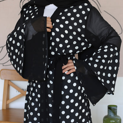 Fashionable Polka Dot Pattern Cardigan Robe - Glamour Gale