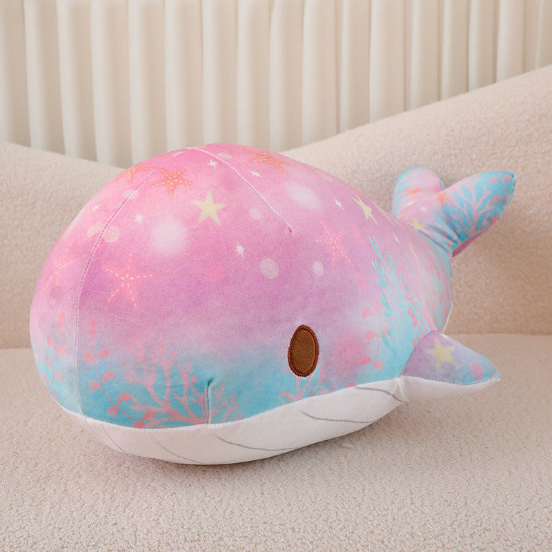 Cute Cartoon Chubby Doodle Soft And Adorable Dream Starry Sky Colorful Whale Plush Doll Pillow