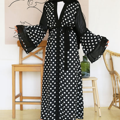 Fashionable Polka Dot Pattern Cardigan Robe - Glamour Gale