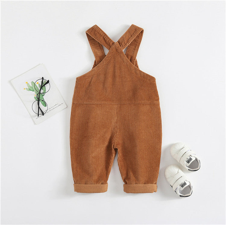 Boys and girls baby denim suspenders trousers