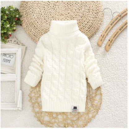 Plush Thick Knitted Fir Bottoming Shirt Baby Children Round Neck High