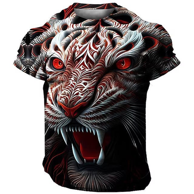 Men's 3D Printed Lion Short Sleeve T-shirt - Glamour Gale