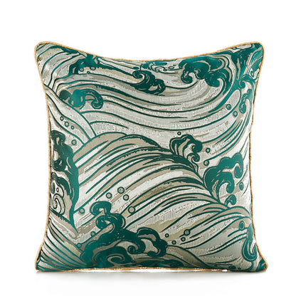 Dark green satin jacquard embracing light luxury pillowcase