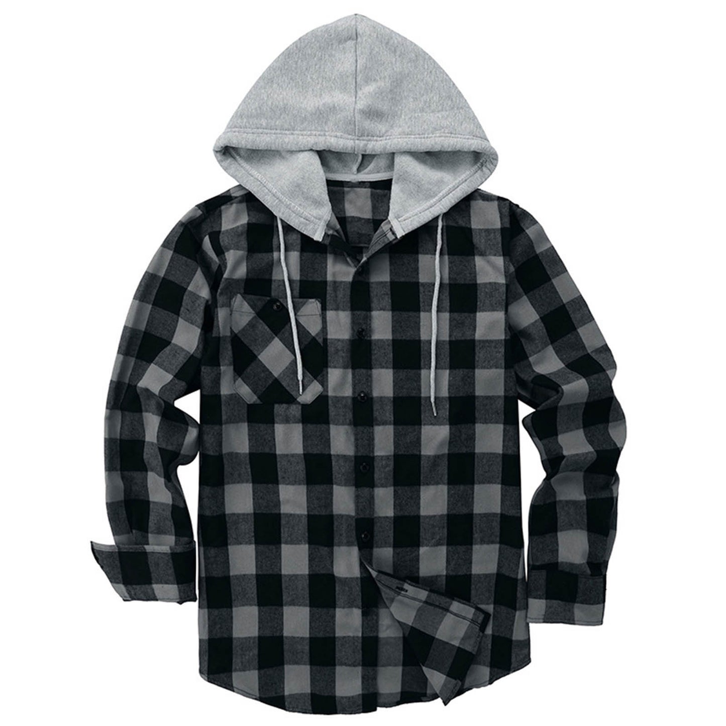 Hooded Plaid Shirt Men's Casual - Glamour Gale