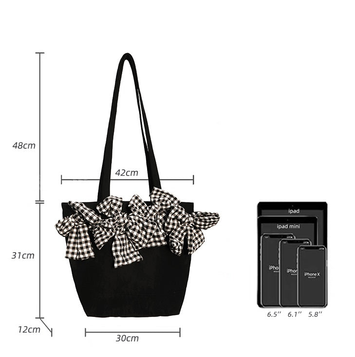 Large-capacity Three-dimensional Plaid Big Bow Crossbody Bag