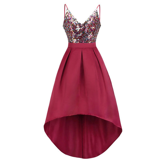 Satin beaded dress with sequins