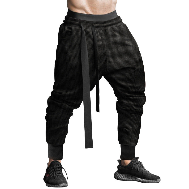 Men's Casual Pants Slim-fit Solid Color Ankle-tied Trousers - Glamour Gale