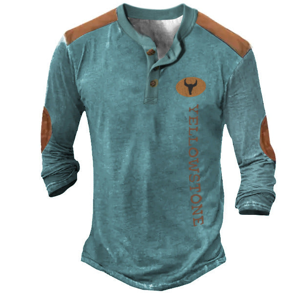 Men's Henley Shirt T-shirt Solid