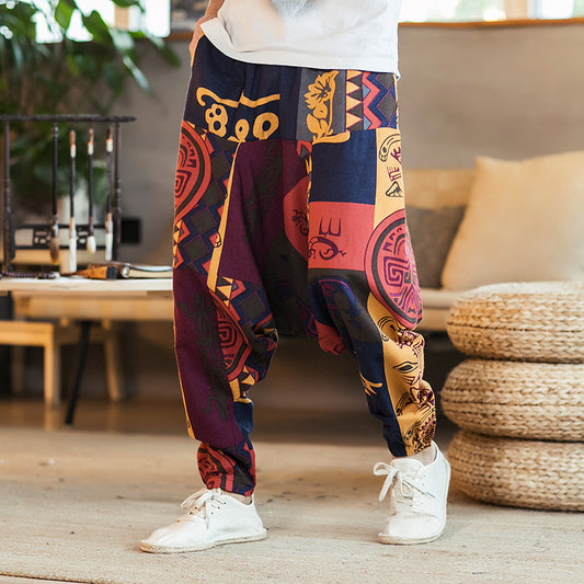 Chinese Style Printed Casual Pants Men Loose - Glamour Gale