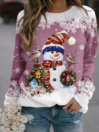 Women's Christmas Snowman Print Top