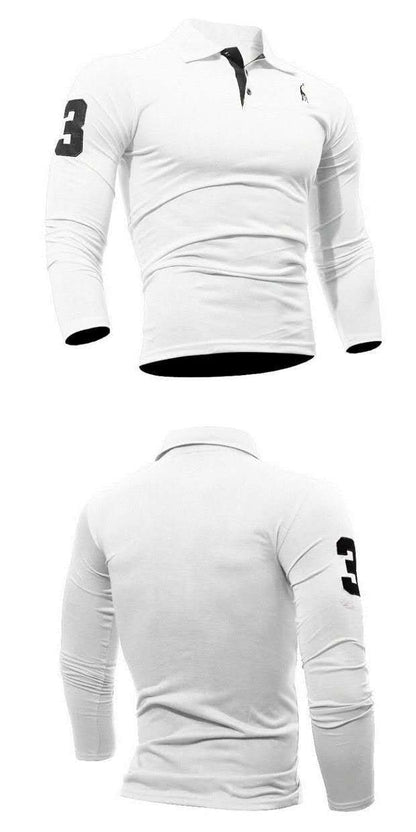 Embroidered Deer Digital Polo Collar Men's Long Sleeve