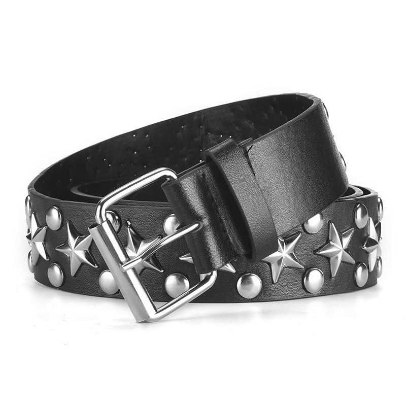 Star Eye Decoration Single Row Eyelet Wide Belt