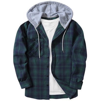 Hooded Plaid Shirt Men's Casual - Glamour Gale