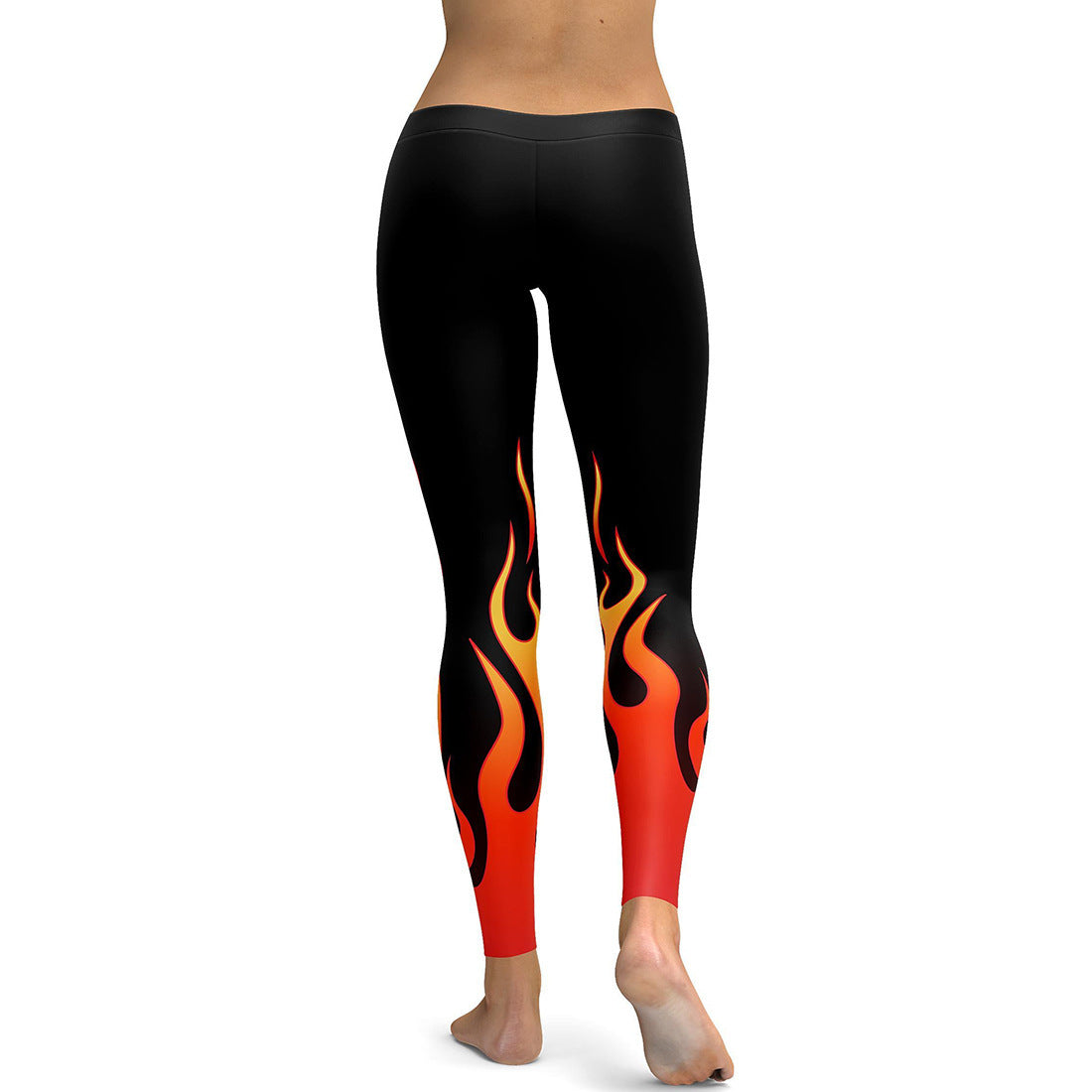 Gradient Flame Print Ladies Breathable Sports Yoga Leggings