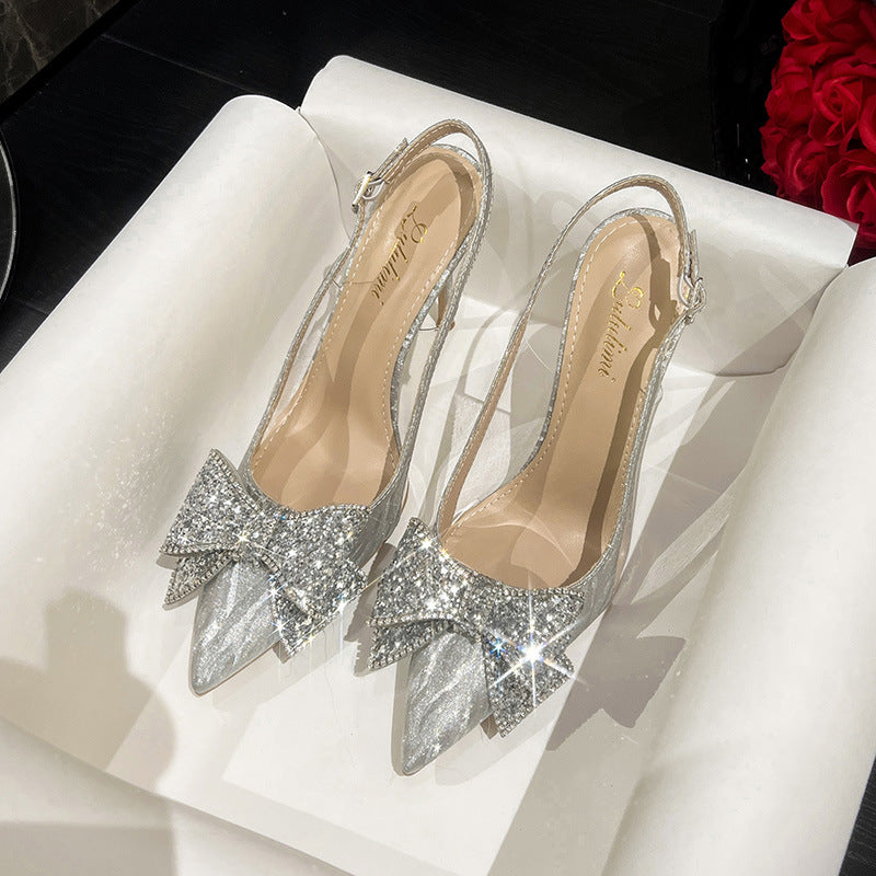 Stiletto Pointed Bridal Sequin Rhinestones High Heels