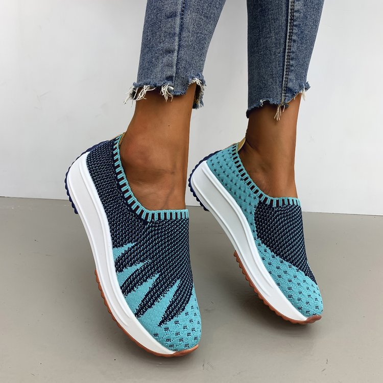 Flyknit Breathable Shoes Wedge Sneakers