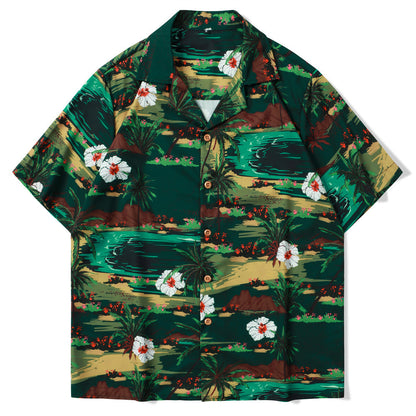 Hawaii Printed Shirt Printed Beach Cardigan Short Sleeve Men And Women