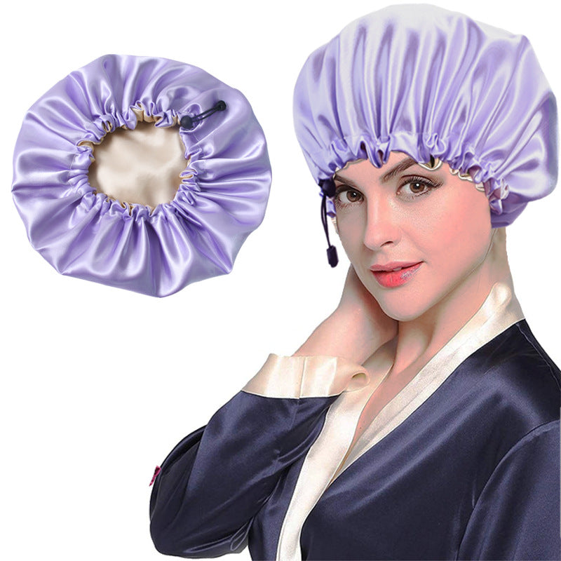 Shower Cap Soft Silk Dual-use Bath Cap Chemotherapy Cap