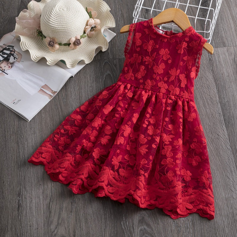 Western Style Butterfly Embroidery Sleeveless Princess Dress