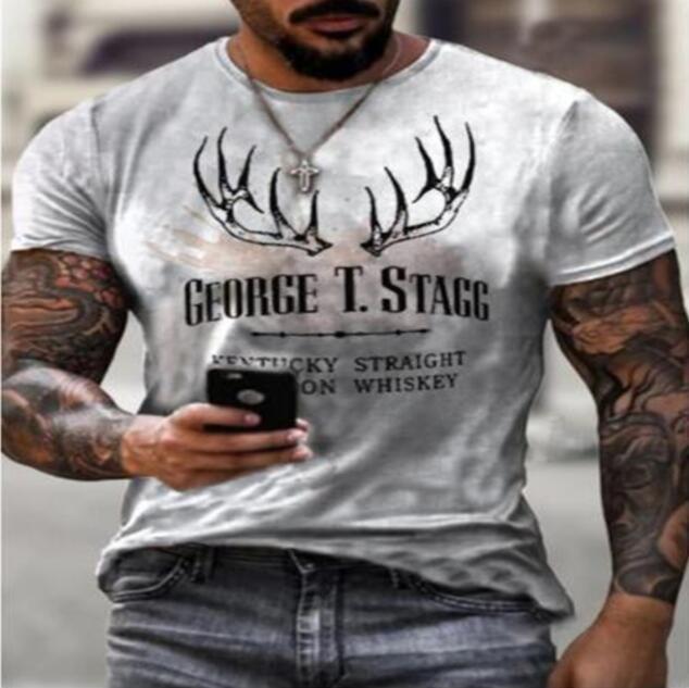 Men's Summer Youth Sports Slim-fit Printing Plus Size T-shirt