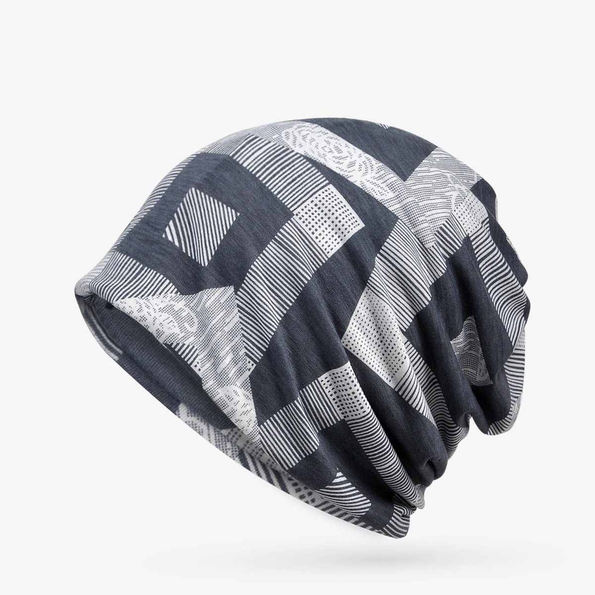 Hooded Cap And Bib Dual-use Men And Women Geometric Baotou Piled Hats