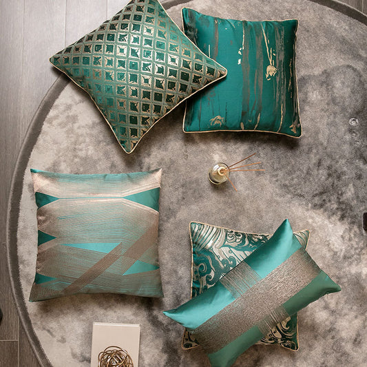 Dark green satin jacquard embracing light luxury pillowcase