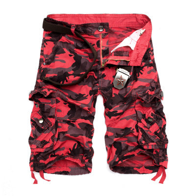 Men's Loose Casual Camouflage Overalls Large Size Multi-pocket Five-point Pants Men's Beach Pants