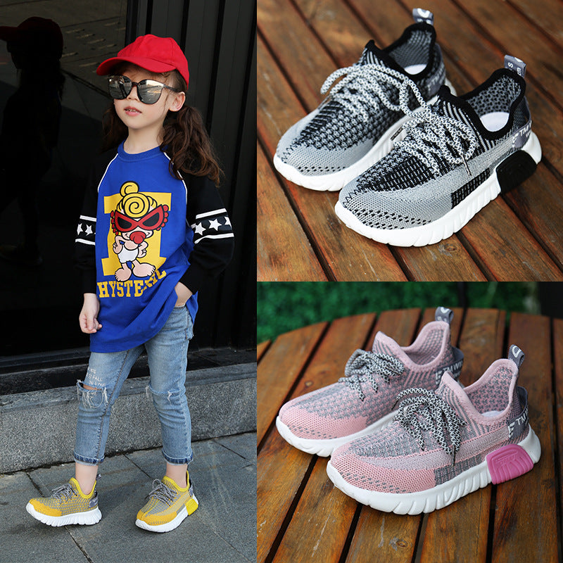 Children's leisure flying mesh sports shoes