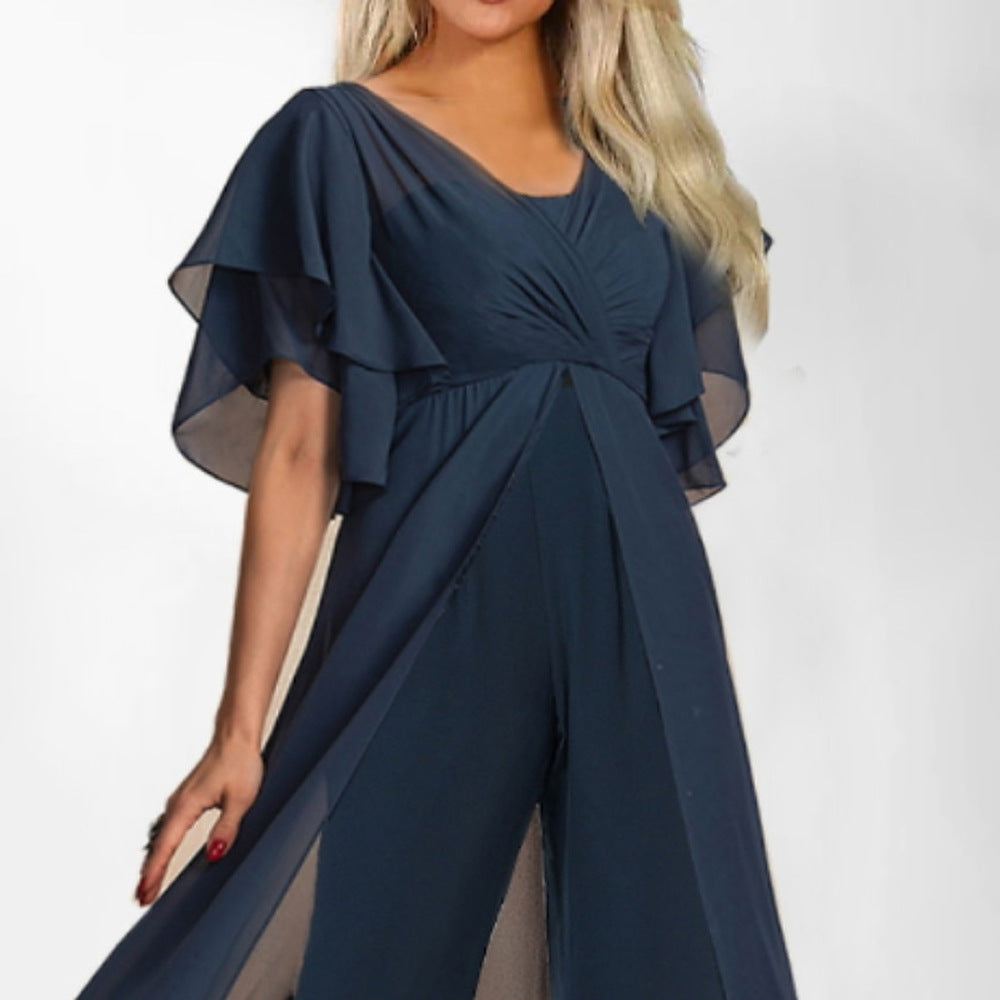 Short Sleeve High Waist Jumpsuit Women