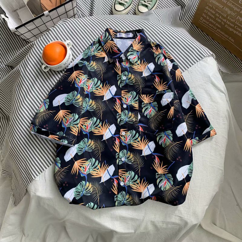 Casual Loose Half Sleeve Shirt Printed Men's Top