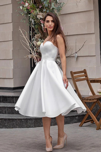 French Strapless Light Wedding Dress