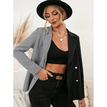 Slim Fit Single Breasted Blazer In Houndstooth Panel