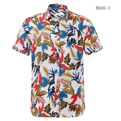 Printed short-sleeved shirt men's European beach