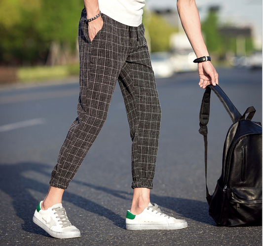 Casual Ankle-Length Plaid Pants Men Trousers Hip Hop Jogger Pants Men Sweatpants Streetwear Men Pants Trousers - Glamour Gale