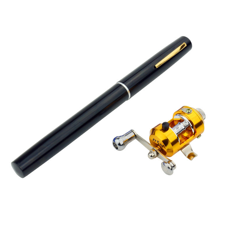 Genuine mini ice fishing pen pole fishing rod fishing rod with drum set, small sea pole portable fishing rod.