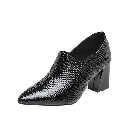 Pointed-toe Slip-on Thick High Heel Fashion Casual Large Size