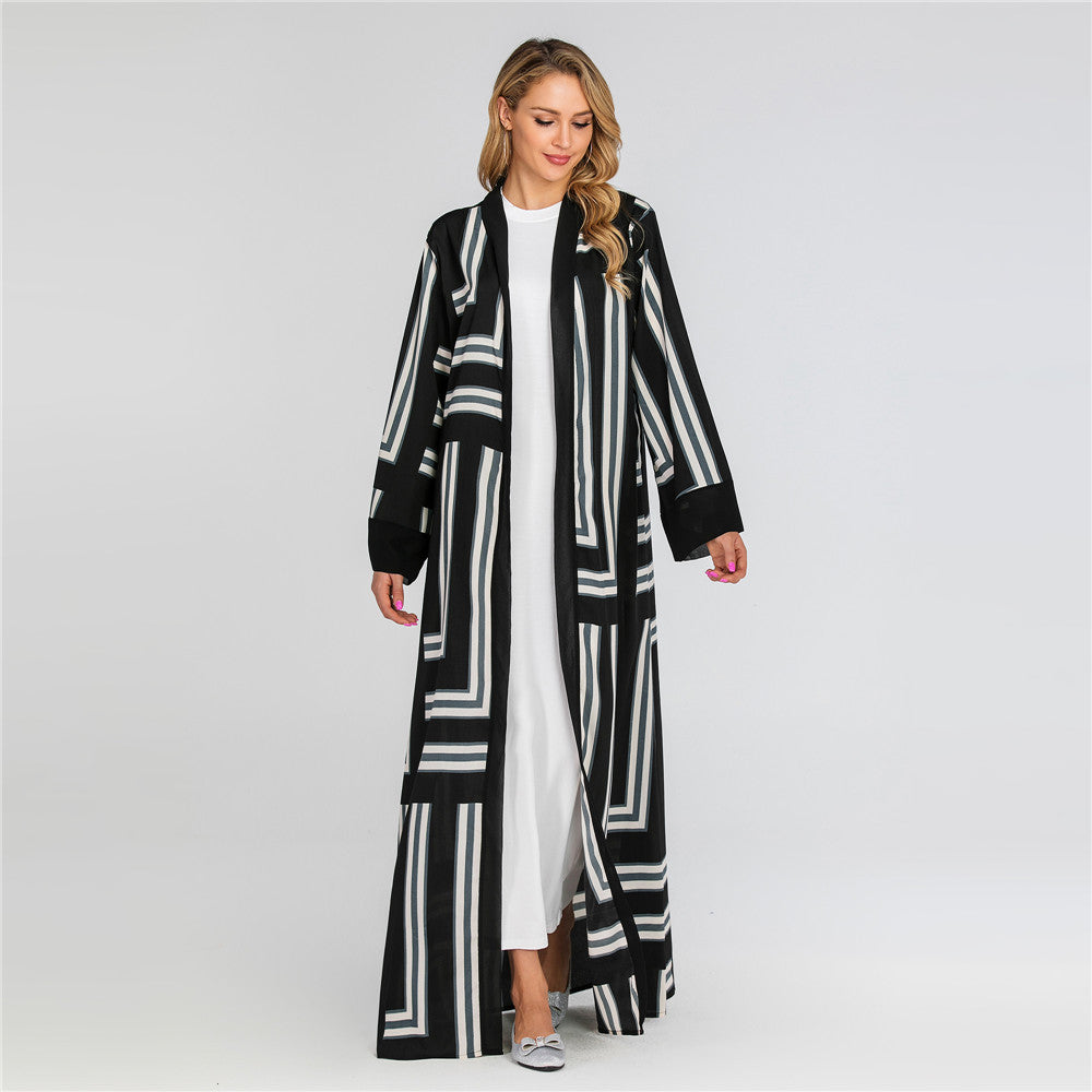 Striped Loose Lace Up Cardigan Robe Women - Glamour Gale