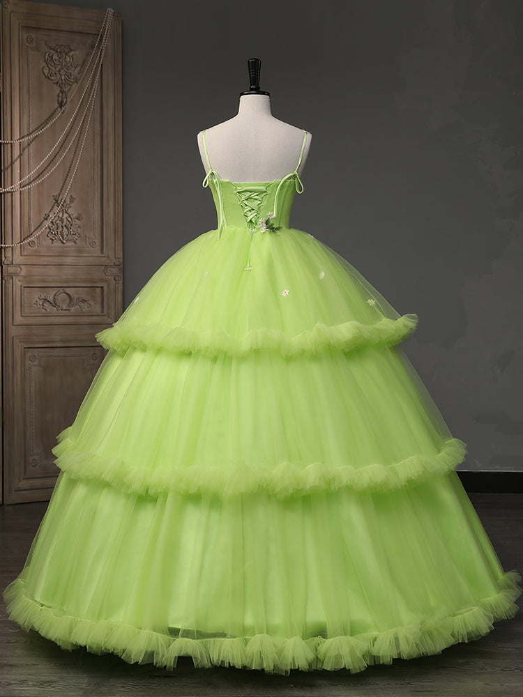 New Style Green Forest Series Fluffy Evening Dress