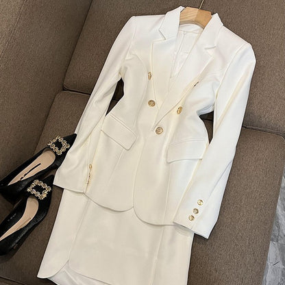 Women's White Vest Skirt Temperament Jacket Two-piece Set