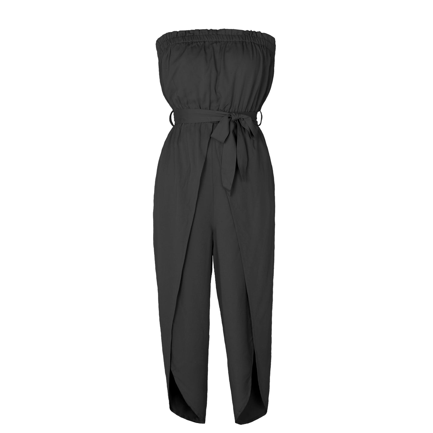 Jumpsuit Off-neck Elastic Waistband Lace-up Women's Clothing