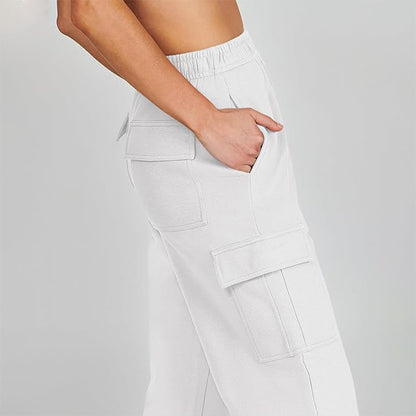 Pocket High Waist Elastic Jogging Trousers